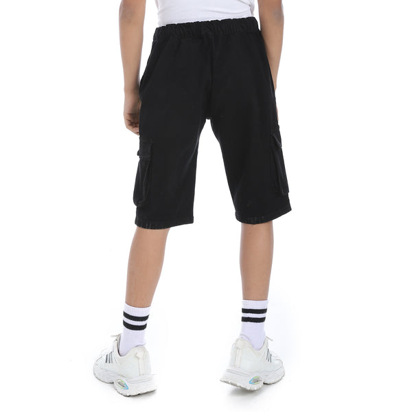 Double_Closure_Gabardine_Boys_Cargo_Shorts_-_Black