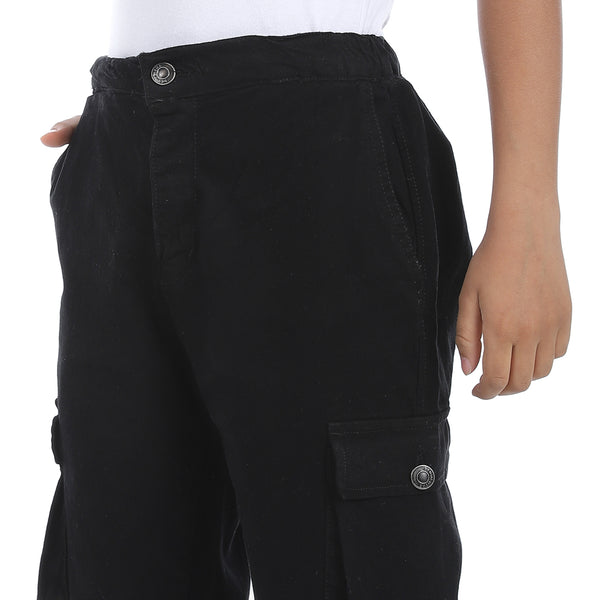 Double_Closure_Gabardine_Boys_Cargo_Shorts_-_Black