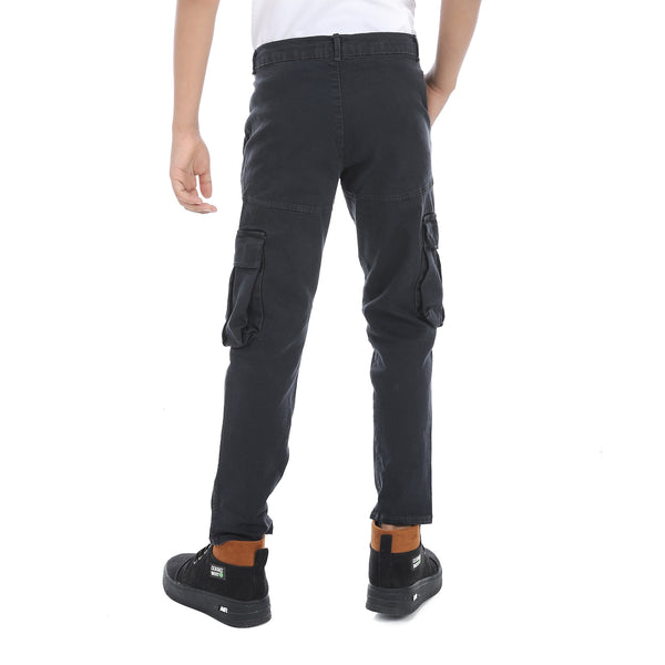 Charcoal_Plain_Refgular_Fit_Boys_Cargo_Pants