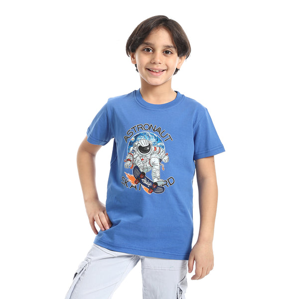 Round_Neck_Printed_Short_Sleeve_Boy_T-shirt_-_Blue