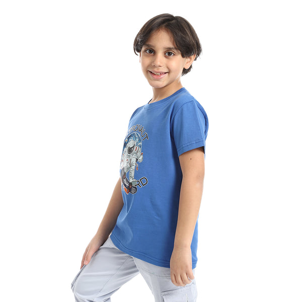 Round_Neck_Printed_Short_Sleeve_Boy_T-shirt_-_Blue
