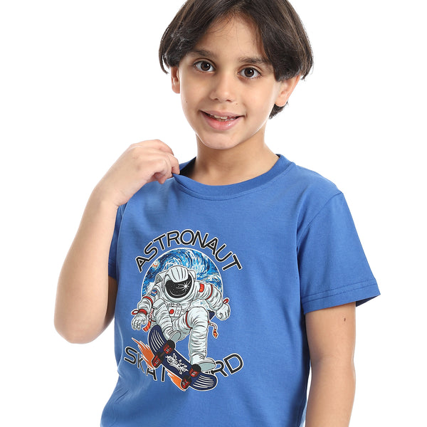 Round_Neck_Printed_Short_Sleeve_Boy_T-shirt_-_Blue