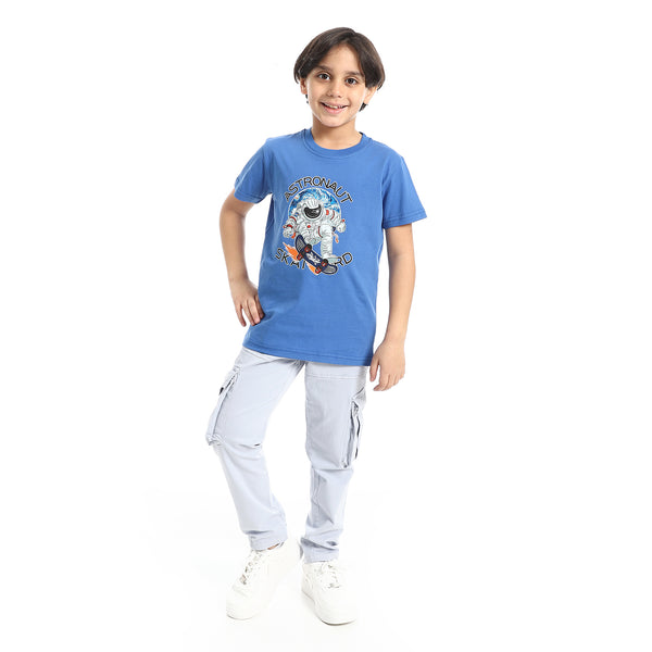 Round_Neck_Printed_Short_Sleeve_Boy_T-shirt_-_Blue