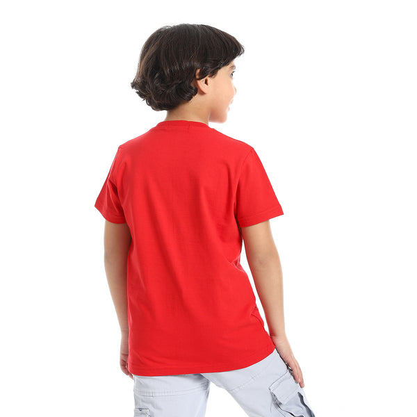 Round_Neck_Printed_Short_Sleeve_Boy_T-shirt_-_Red