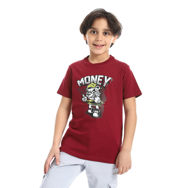 Round_Neck_Printed_Short_Sleeve_Boy_T-shirt_-_Burghandy
