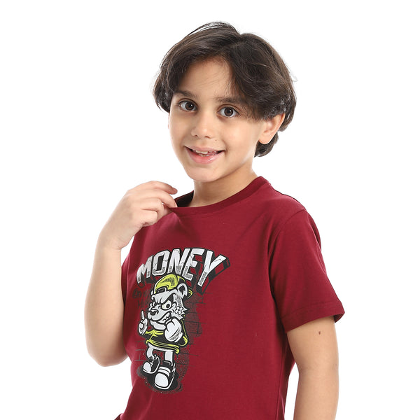 Round_Neck_Printed_Short_Sleeve_Boy_T-shirt_-_Burghandy