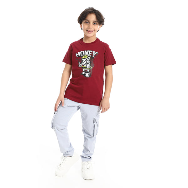 Round_Neck_Printed_Short_Sleeve_Boy_T-shirt_-_Burghandy