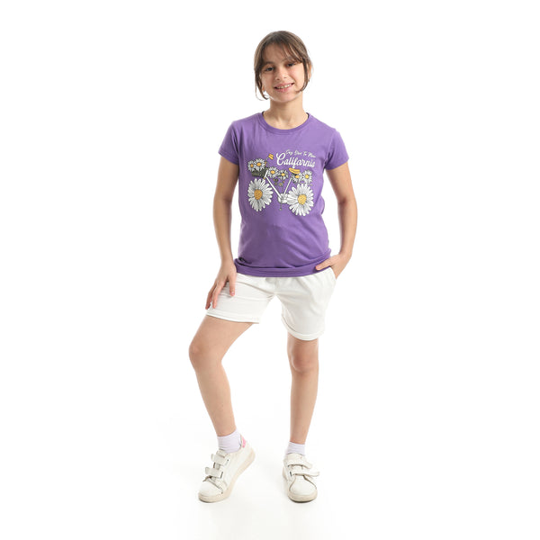 White_Short_With_Elastic_Waist_And_Drawstrings-White