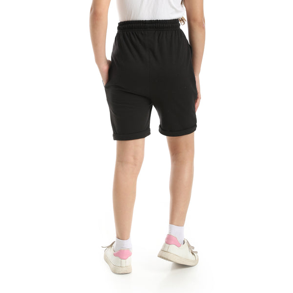Black_Short_With_Elastic_Waist_And_Drawstrings-Black