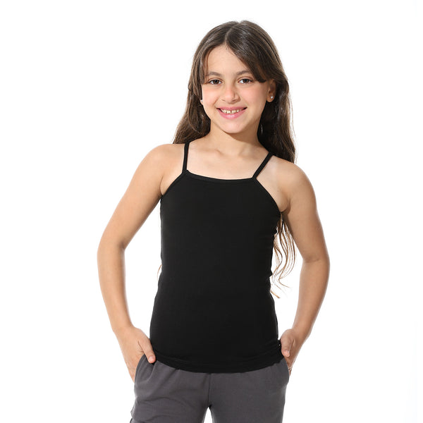 Square_Neck_Strap_Sleeves_Plain_Black_T_-_Shirt