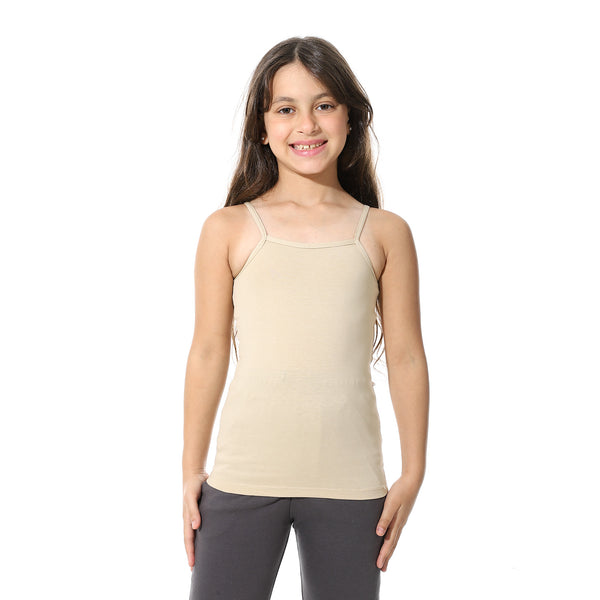 Strap_Sleeves_Plain_Cotton_T-Shirt_-_Beige