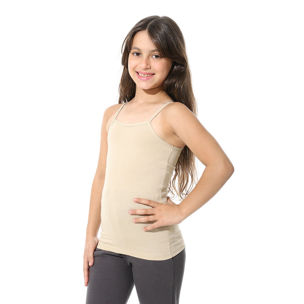 Strap_Sleeves_Plain_Cotton_T-Shirt_-_Beige
