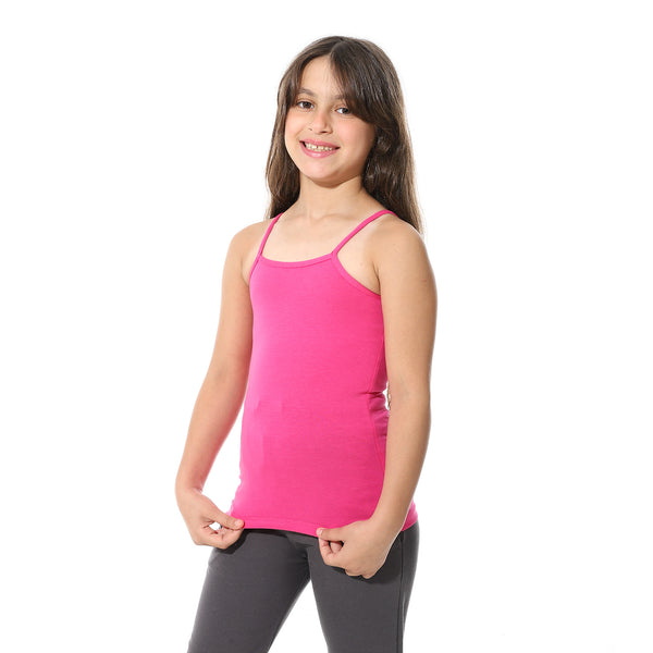 Strap_Sleeves_Solid_Cotton_T-Shirt_-_Pink