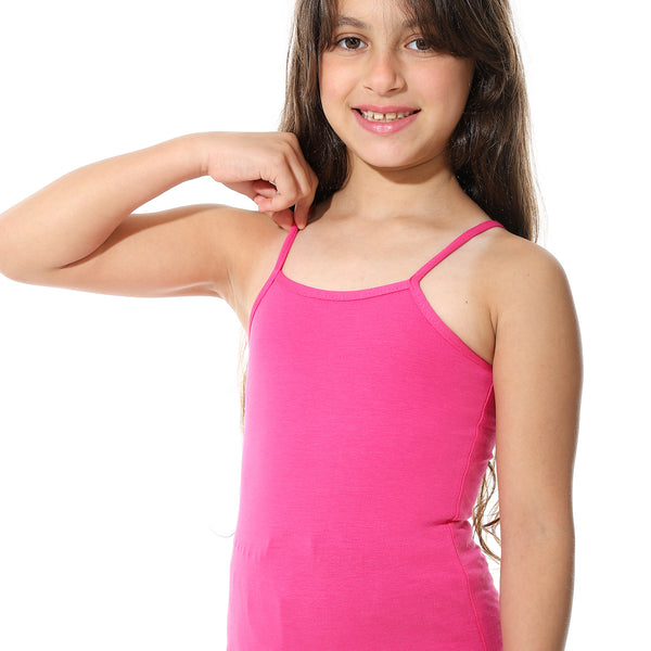 Strap_Sleeves_Solid_Cotton_T-Shirt_-_Pink
