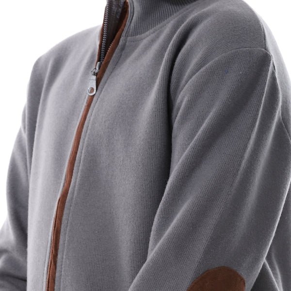 Slash Pockets Plain Zipped Boys Sweatshirt - Dark Grey