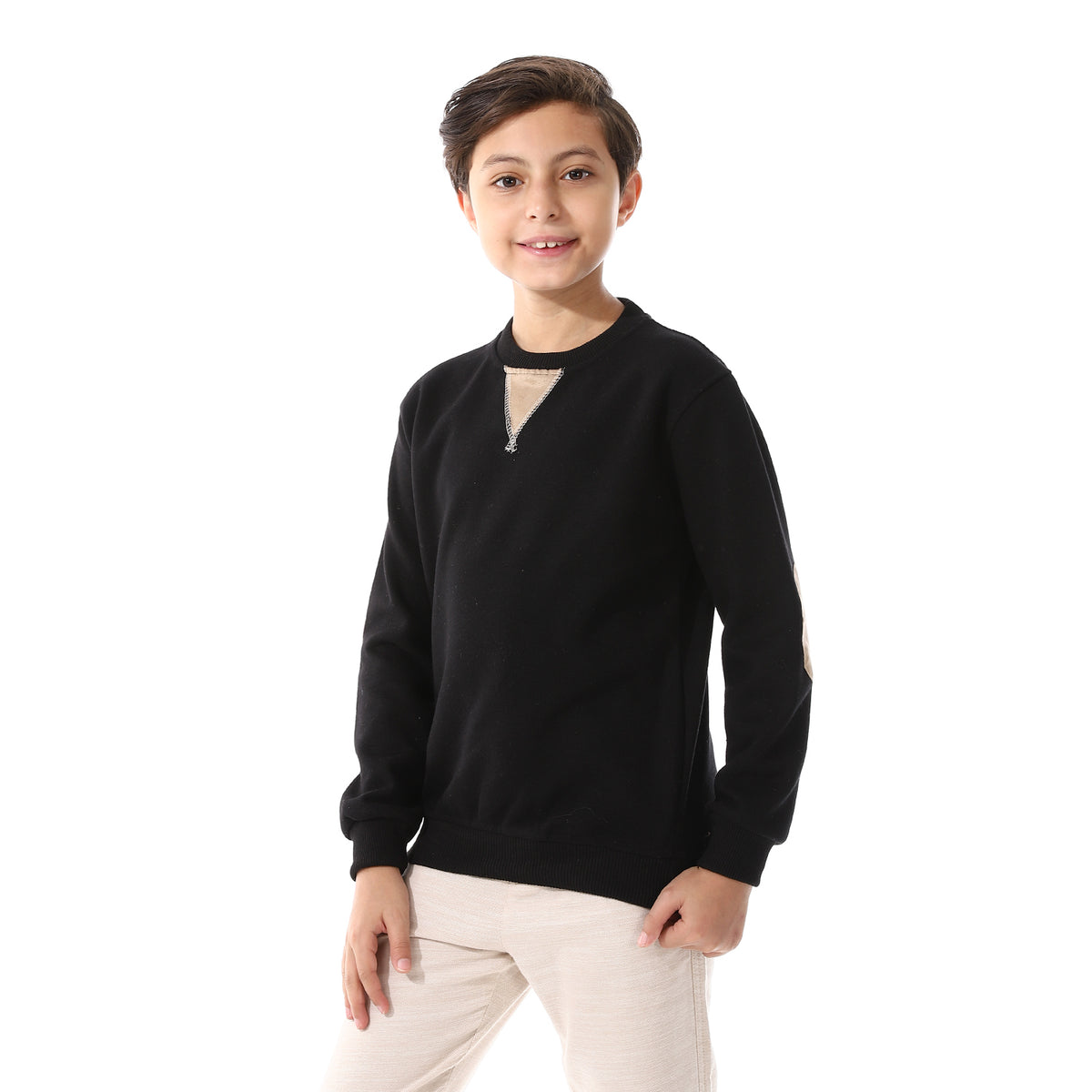 Black Long Sleeves Slip On Boys Sweatshirt