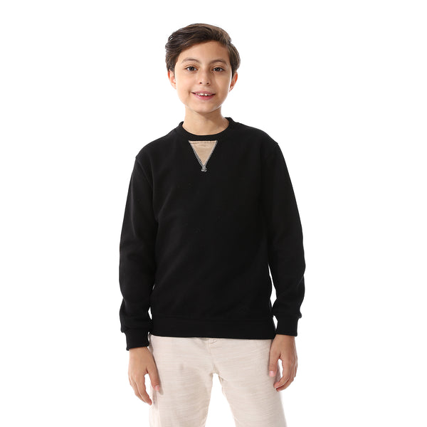 Black Long Sleeves Slip On Boys Sweatshirt