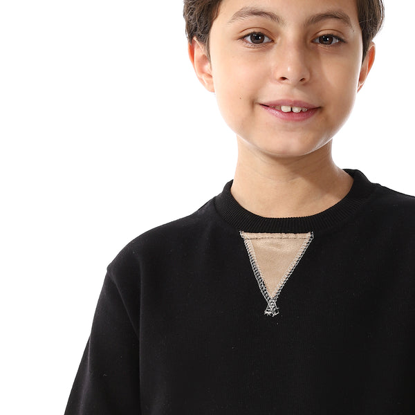 Black Long Sleeves Slip On Boys Sweatshirt