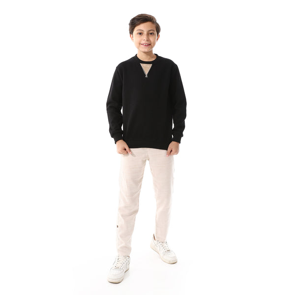 Black Long Sleeves Slip On Boys Sweatshirt