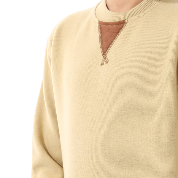 Khaki Long Sleeves Slip On Boys Sweatshirt