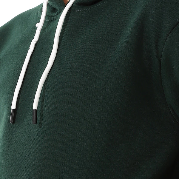 Kangaroo Pockets Fleeced Boys Hoodie - Dark Green