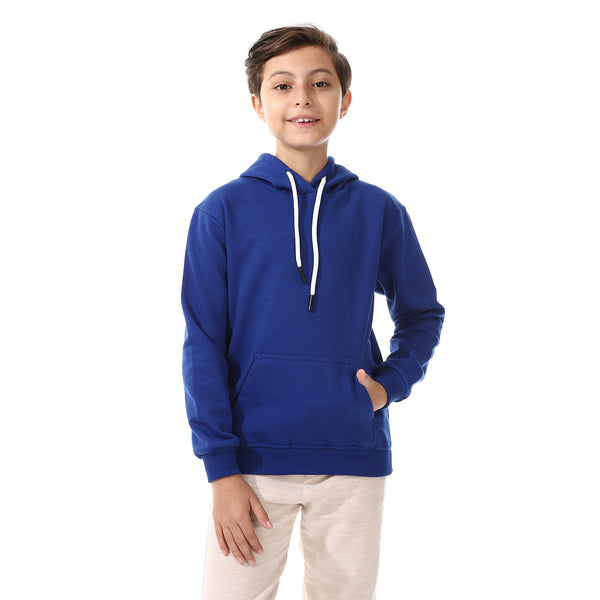 Kangaroo Pockets Fleeced Boys Hoodie - Royal Blue