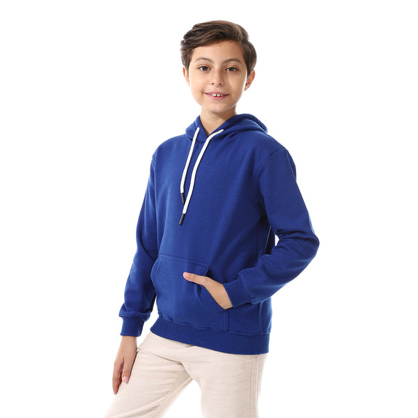 Kangaroo Pockets Fleeced Boys Hoodie - Royal Blue