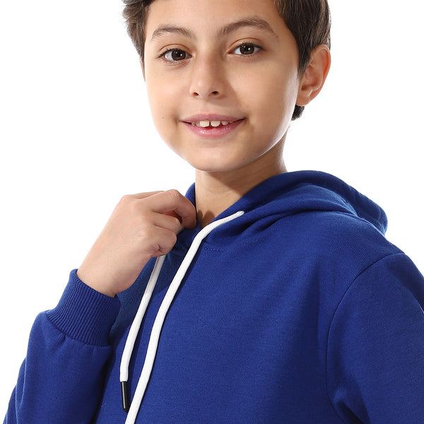 Kangaroo Pockets Fleeced Boys Hoodie - Royal Blue
