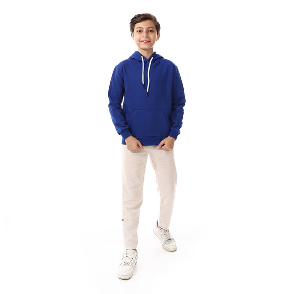 Kangaroo Pockets Fleeced Boys Hoodie - Royal Blue