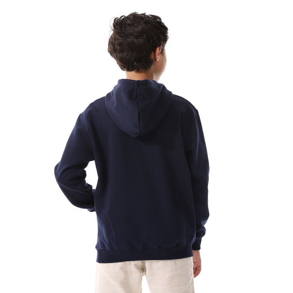 Kangaroo Pockets Fleeced Boys Hoodie - Navy Blue