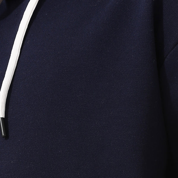 Kangaroo Pockets Fleeced Boys Hoodie - Navy Blue