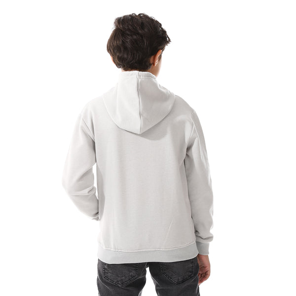 Kangaroo Pockets Fleeced Boys Hoodie - Light Grey