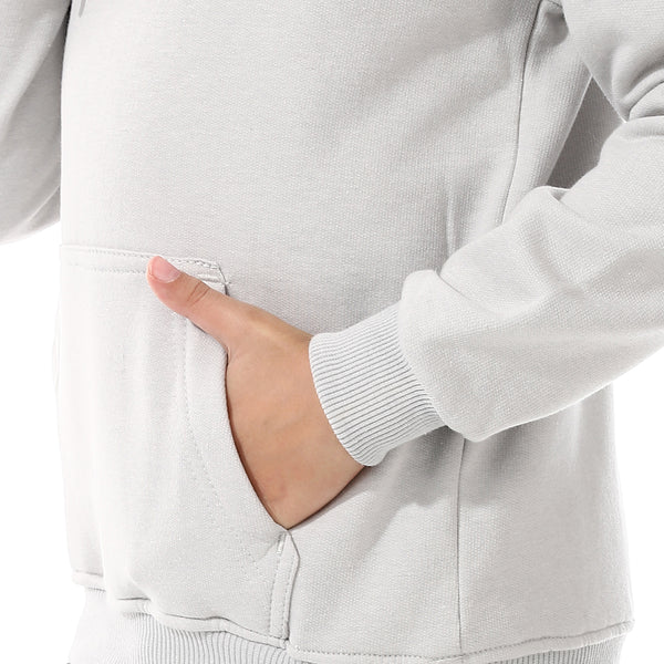 Kangaroo Pockets Fleeced Boys Hoodie - Light Grey