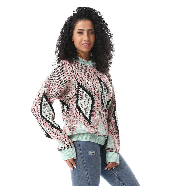 Mint_Multi_Self_Pattern_Pullover