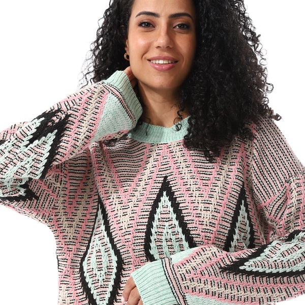 Mint_Multi_Self_Pattern_Pullover