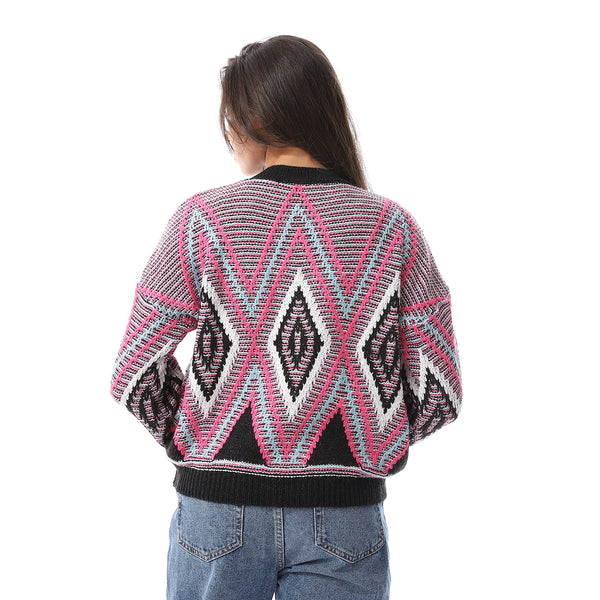 Black_Multi_Self_Pattern_Pullover