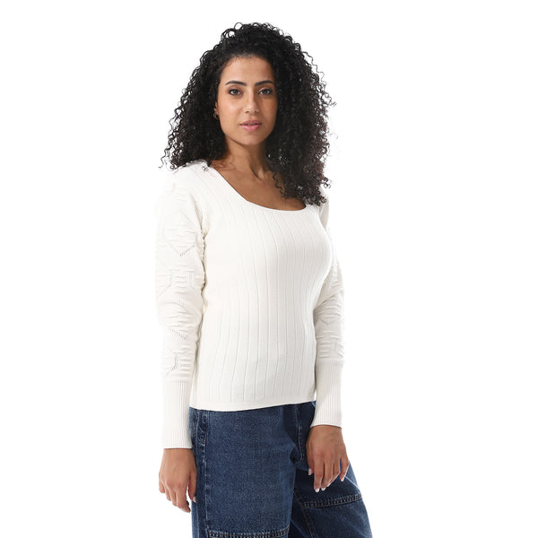 Off_White_Round_Neck_Winter_Pullover_With_Chest_Patch