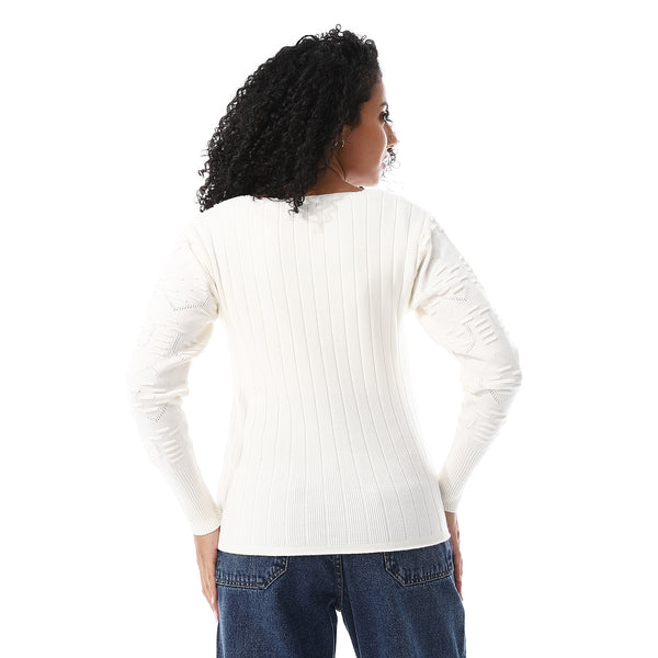 Off_White_Round_Neck_Winter_Pullover_With_Chest_Patch