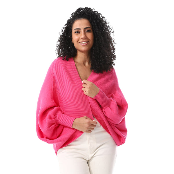 Stripped_Pattern_Cardigan_Fuchsia