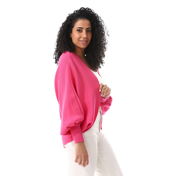 Stripped_Pattern_Cardigan_Fuchsia
