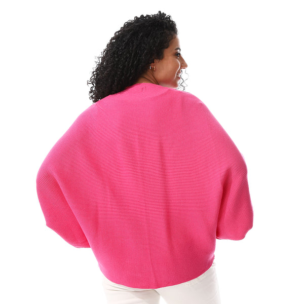 Stripped_Pattern_Cardigan_Fuchsia