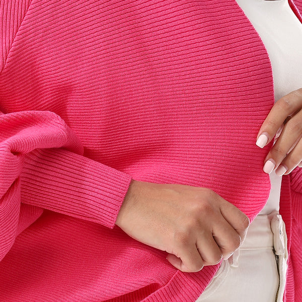 Stripped_Pattern_Cardigan_Fuchsia