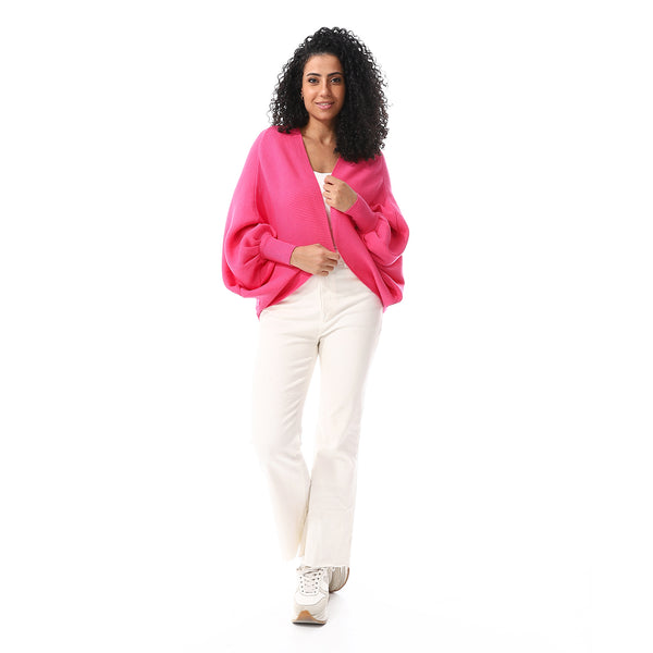 Stripped_Pattern_Cardigan_Fuchsia