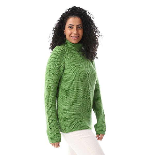 Turtle_Neck_Regular_Fit_Plain_Top_Green