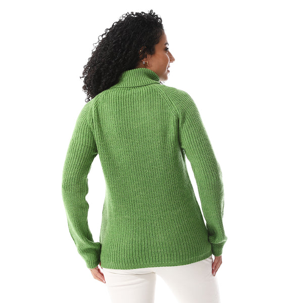 Turtle_Neck_Regular_Fit_Plain_Top_Green