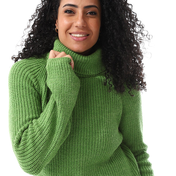 Turtle_Neck_Regular_Fit_Plain_Top_Green