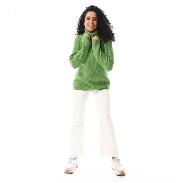 Turtle_Neck_Regular_Fit_Plain_Top_Green