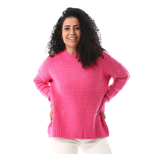 Round_Neck_Regular_Fit_Plain_Top_Fuchsia