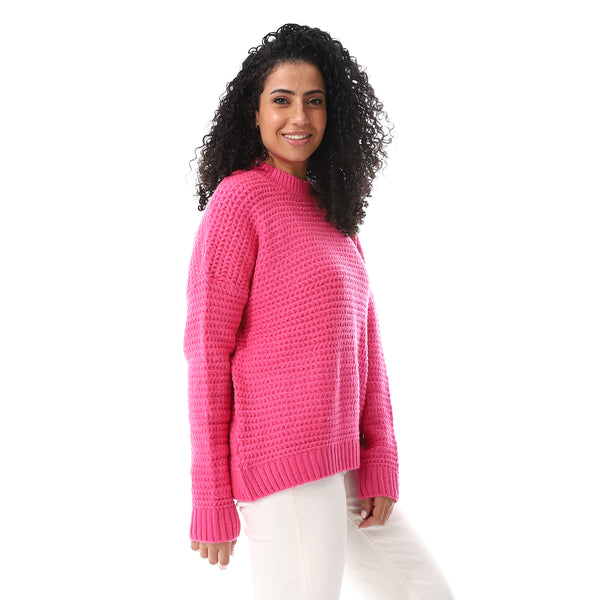 Round_Neck_Regular_Fit_Plain_Top_Fuchsia