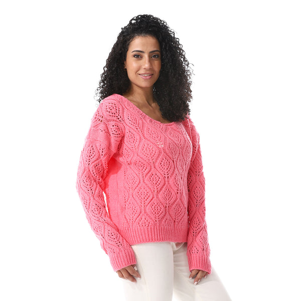 Fuchisa_Knitted_&_Perforated_OverSized_Pullover
